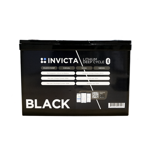 Invicta Black SNLB12V100BT  Lithium Deep Cycle Bluetooth  12V 100Ah   Lithium Deep Cycle Bluetooth Battery