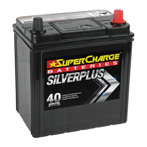 SUPERCHARGE SILVERPLUS SMFNS40ZLX JAPANESE AUTOMOTIVE 350 CCA 40 MONTH WARRANTY BATTERY.