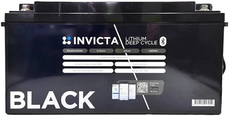 Invicta Black SNLB12V200BT  Lithium Deep Cycle Bluetooth  12V 200Ah   Lithium Deep Cycle Bluetooth Battery