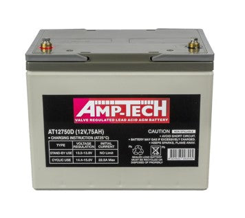 SUPERCHARGE AT12750D AMPTECH-DEEP CYCLE 12 MONTH WARRANTY BATTERY.