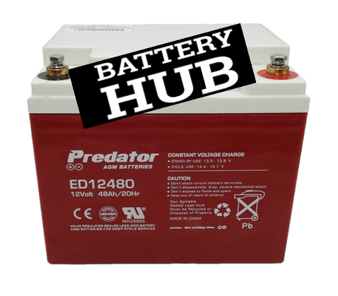 PREDATOR ED12480 ED SERISE DEEP CYCLE 12 MONTH WARRANTY AGM BATTERY.