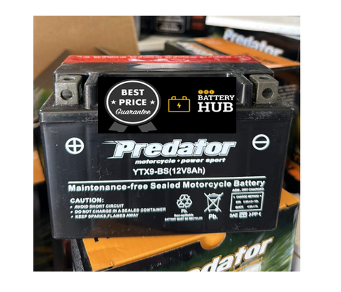 PREDATOR YTX9-BS 12 MONTH WARRANTY SEALED BATTERY.